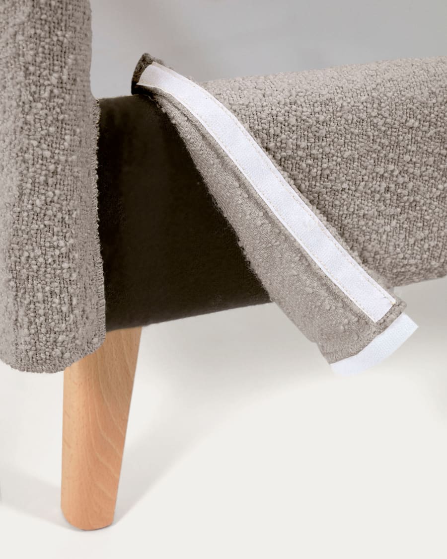 Dyla bed cover in light grey bouclé for a 160 x 200 cm mattress
