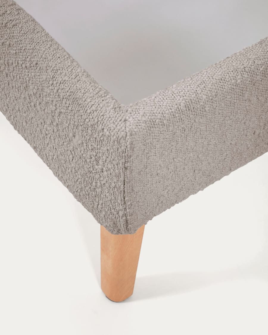 Dyla bed cover in light grey bouclé for a 160 x 200 cm mattress