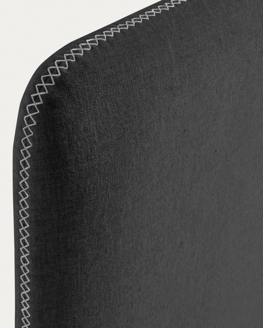 Dyla bed with removable cover in black, with solid beech wood legs for a 160 x 200 cm mattress