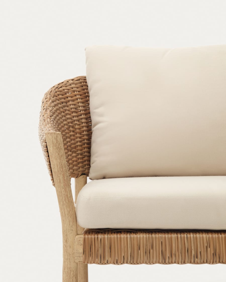 Pola stackable set, 2 seater sofa & 2 armchairs in solid eucalyptus and faux-rattan, FSC