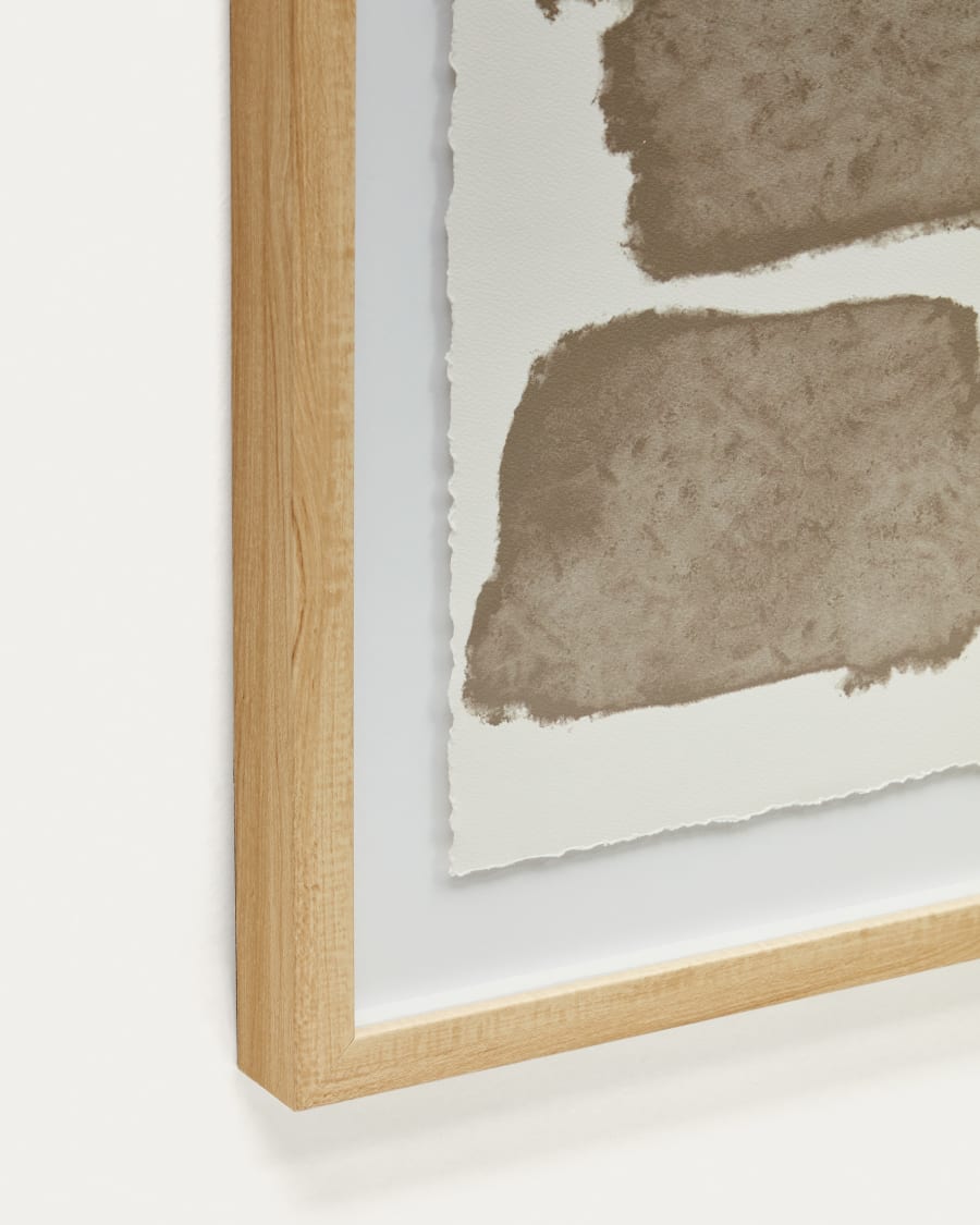 Torroella abstract painting in white and brown, 60 x 90 cm