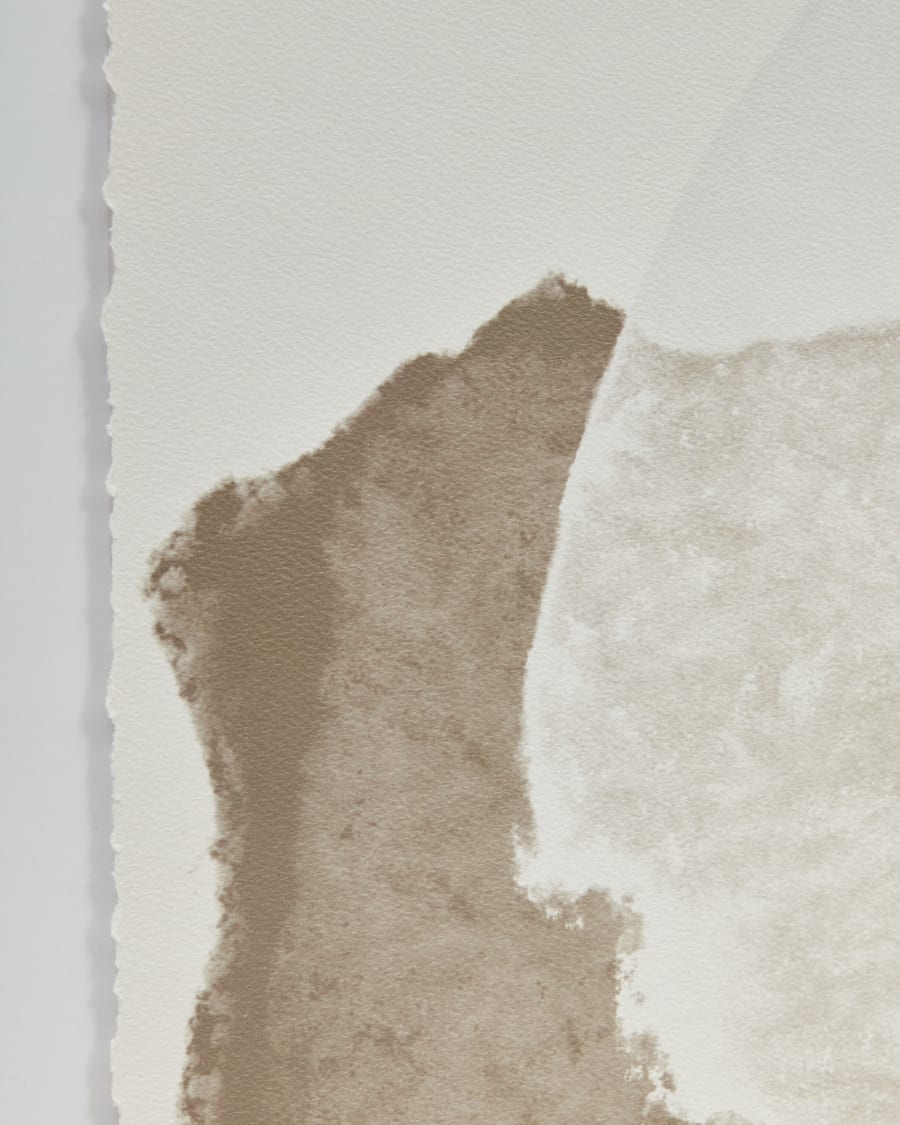 Torroella abstract painting in white and brown, 60 x 90 cm