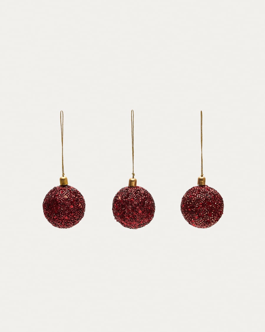 Set Briam da 3 palline decorative piccole rosse