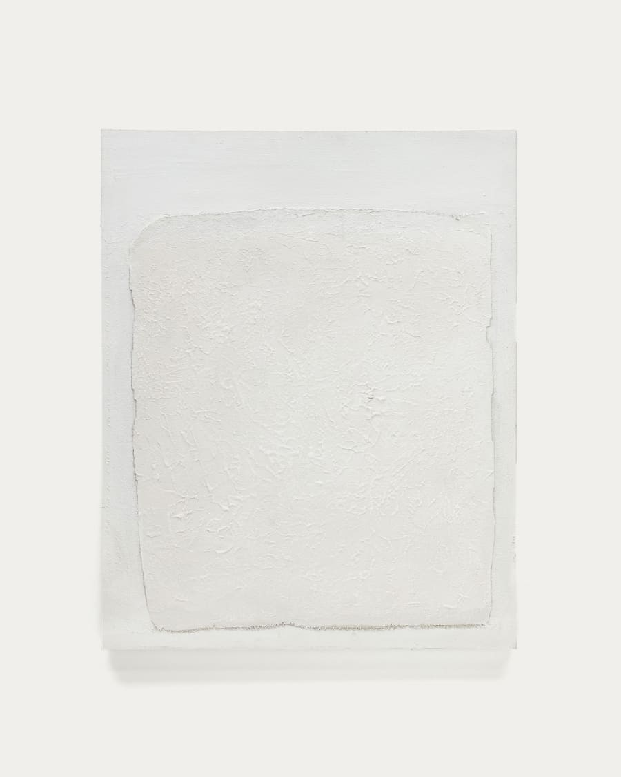 Rodes abstract textured canvas in white, 80 x 100 cm
