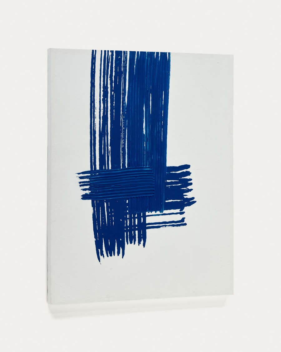 Sagaro abstract canvas in blue and white, 80 x 100 cm
