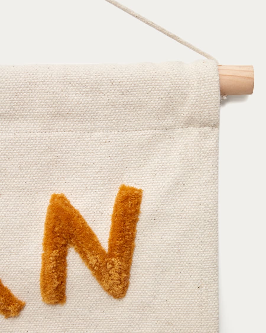 Ταπισερί Zelda, λευκό βαμβάκι, πολύχρωμα κεντημένα γράμματα, 40x50εκ