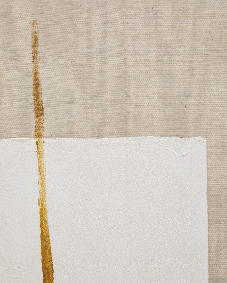Salin abstract painting with a vertical beige linen stripe 80 x 100 cm