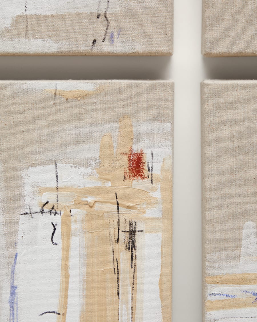 Selnir set of 4 white and beige linen frames 30 x 30 cm