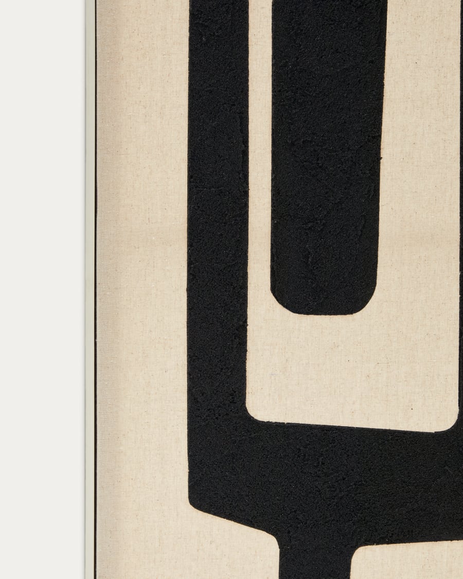 Salmi abstract painting in beige and black linen 210 x 110 cm