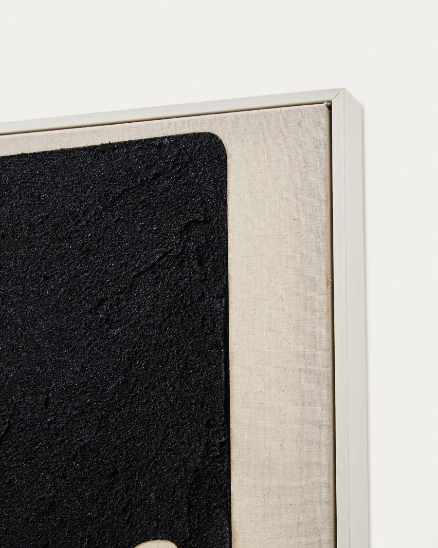 Salmi abstract painting in beige and black linen 210 x 110 cm