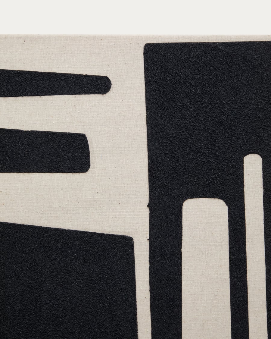 Salmi abstract painting in beige and black linen 100 x 70 cm