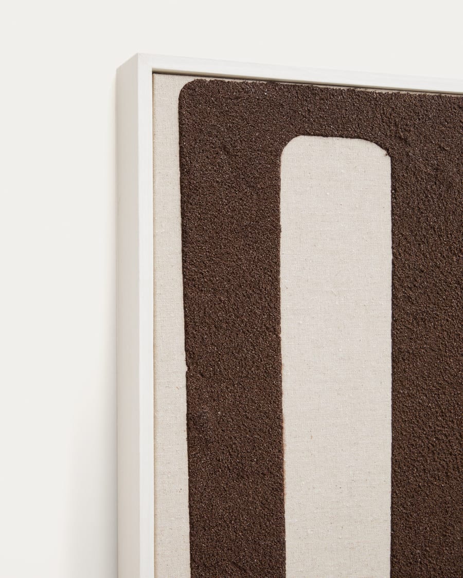 Salmi abstract painting in beige and brown linen 140 x 90 cm