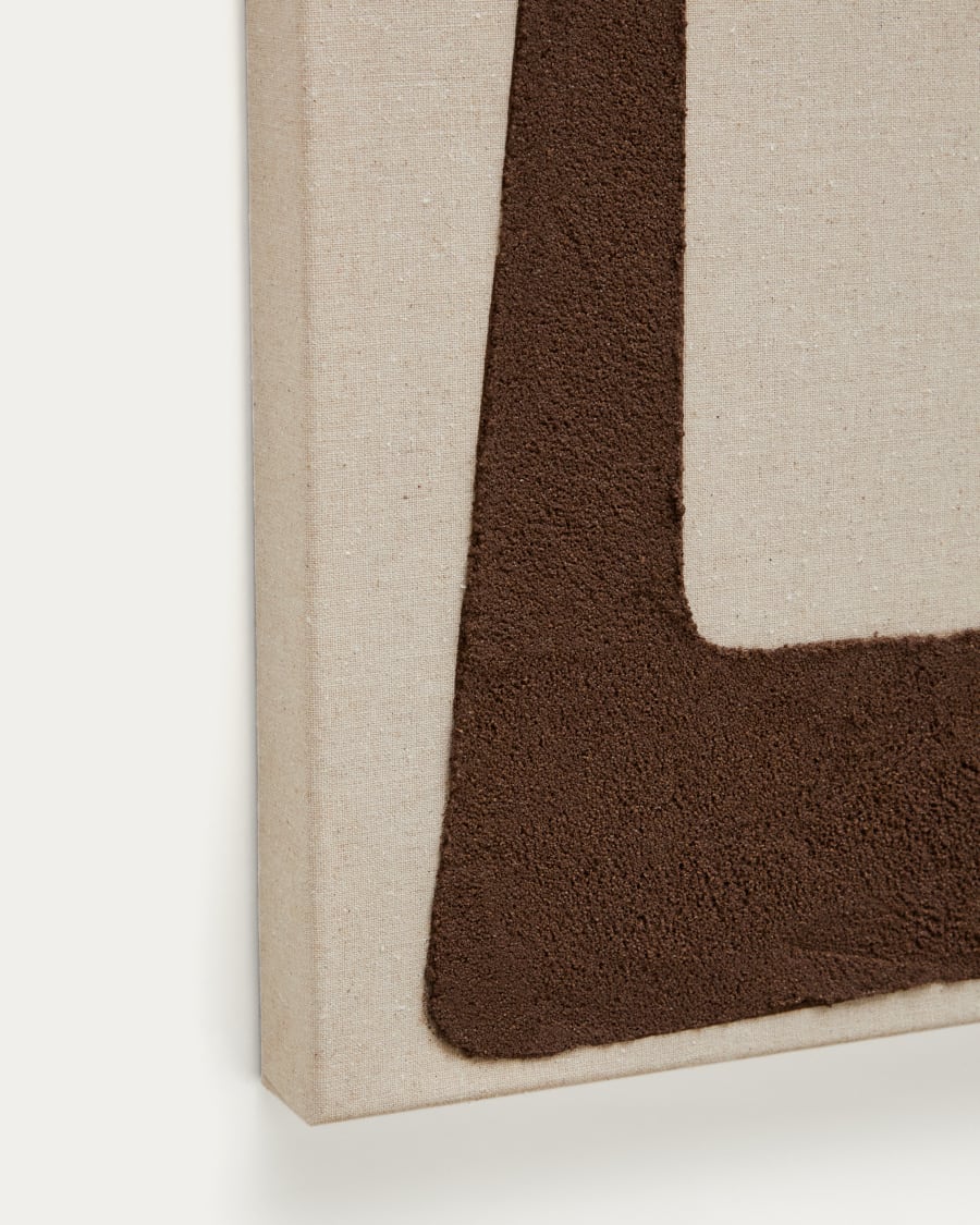 Salmi abstract painting in beige and brown linen 100 x 70 cm