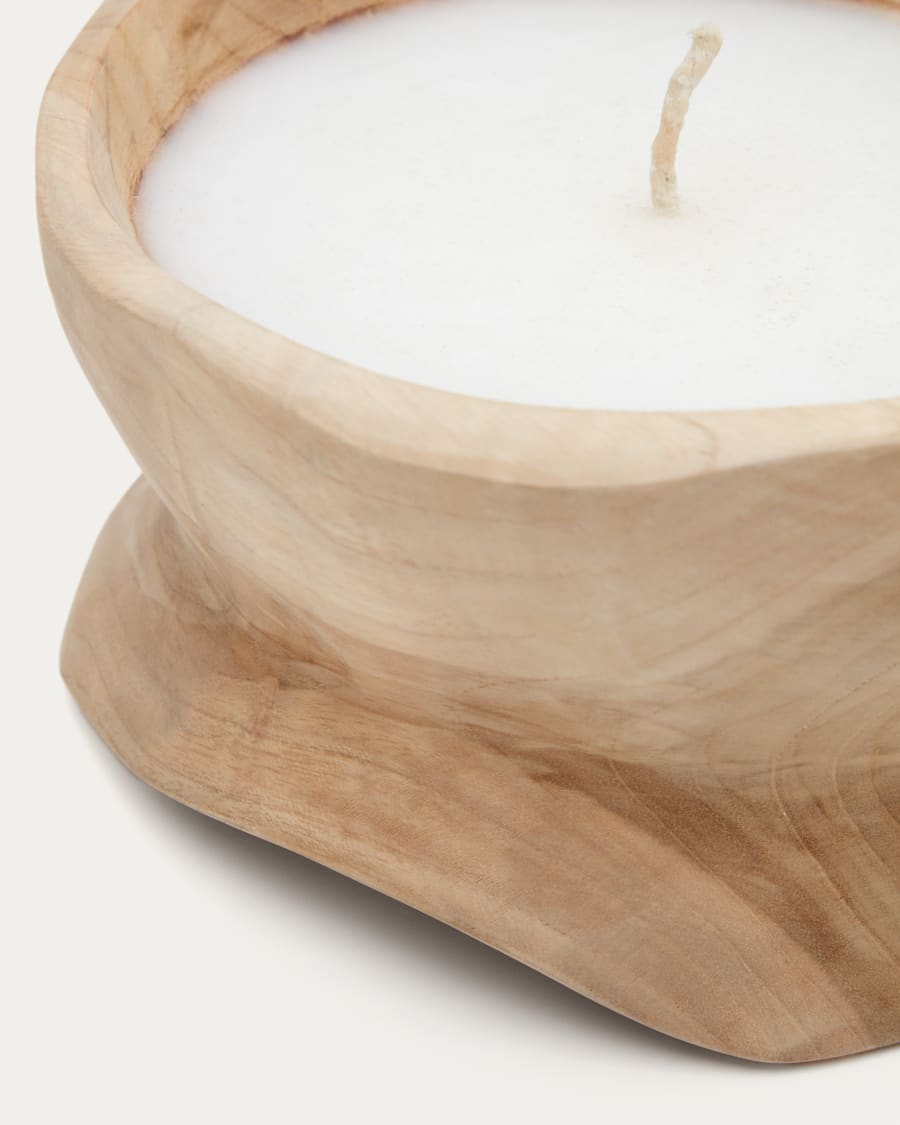 Maelia wooden candle with a natural finish Ø 20 cm