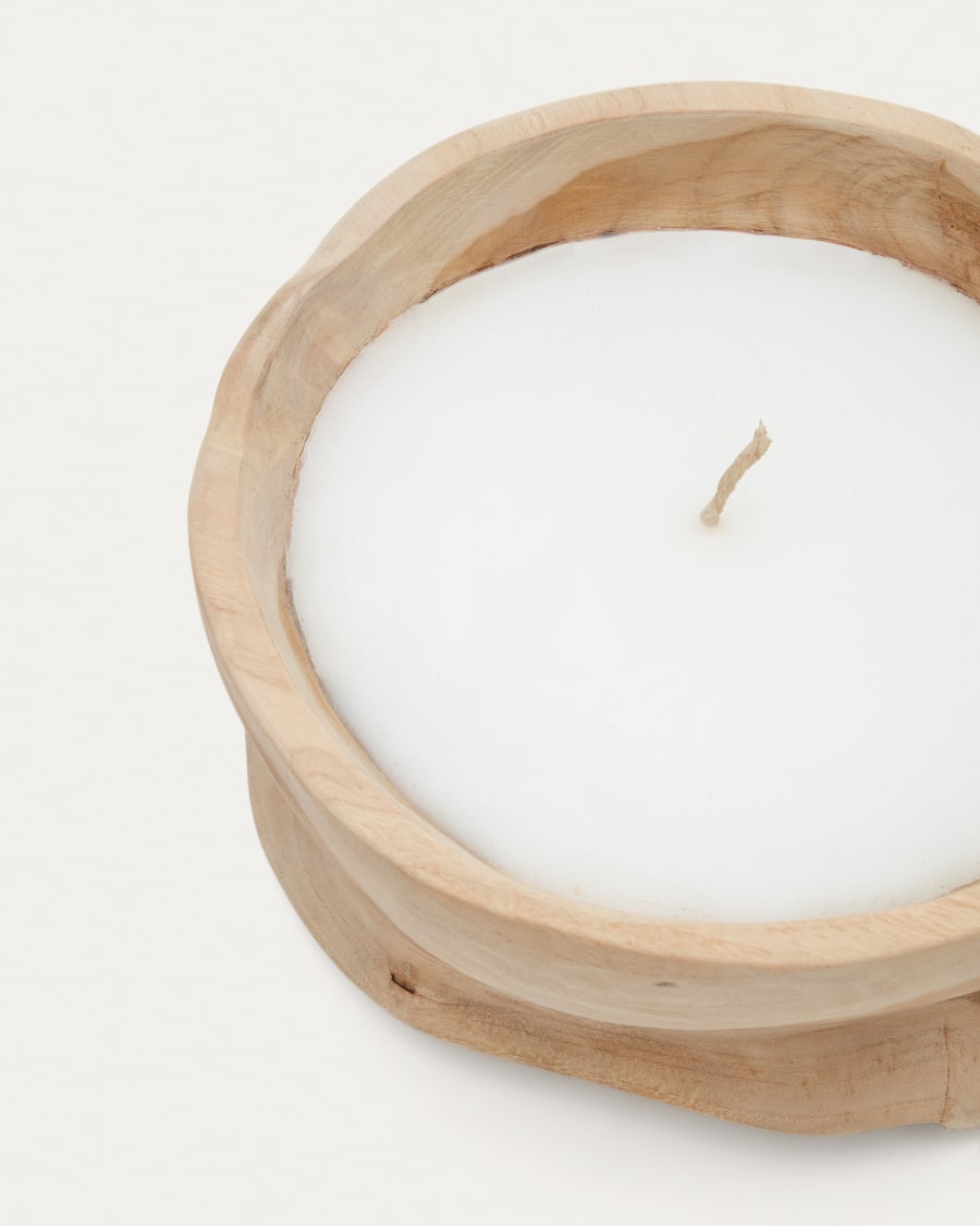 Maelia wooden candle with a natural finish Ø 25 cm