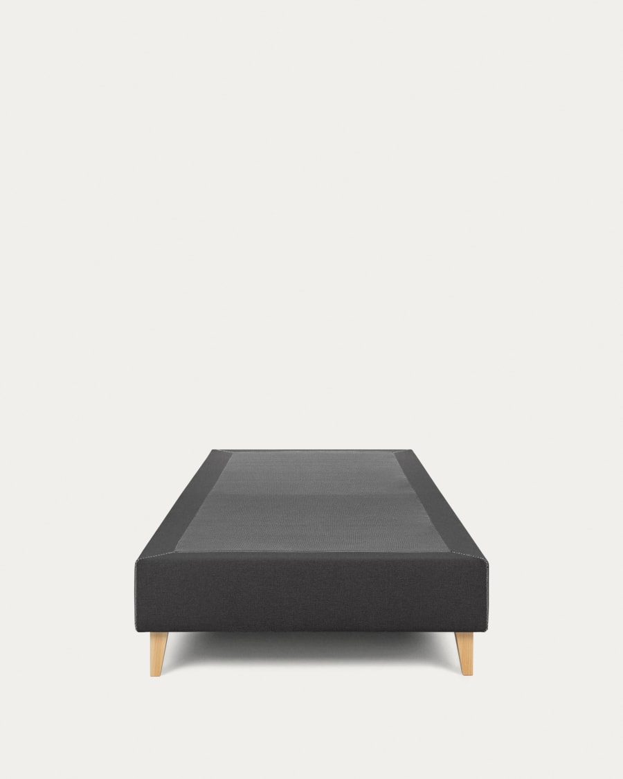Nikos tall bed base in black with solid beech wood legs for a 90 x 190 cm mattress