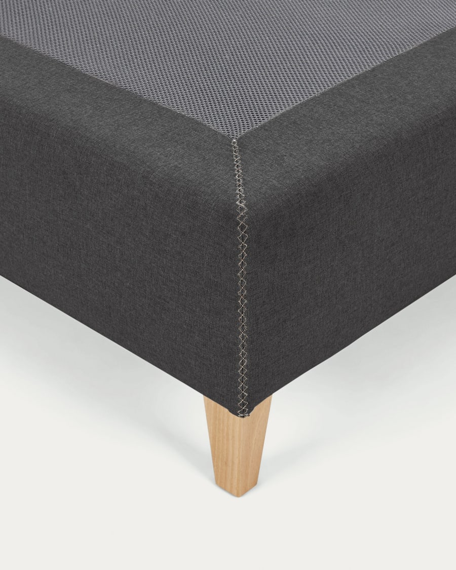 Nikos tall bed base in black with solid beech wood legs for a 150 x 190 cm mattress
