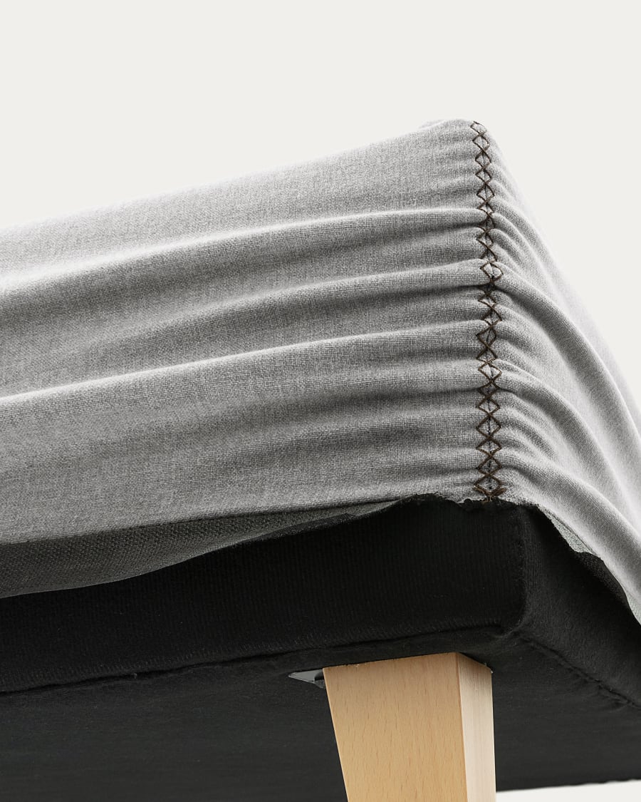Nikos tall bed base in grey with solid beech wood legs for a 150 x 190 cm mattress
