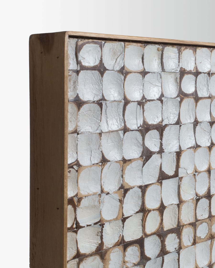 Kron solid mago wood headboard with coconut shell pieces, for 180 cm beds