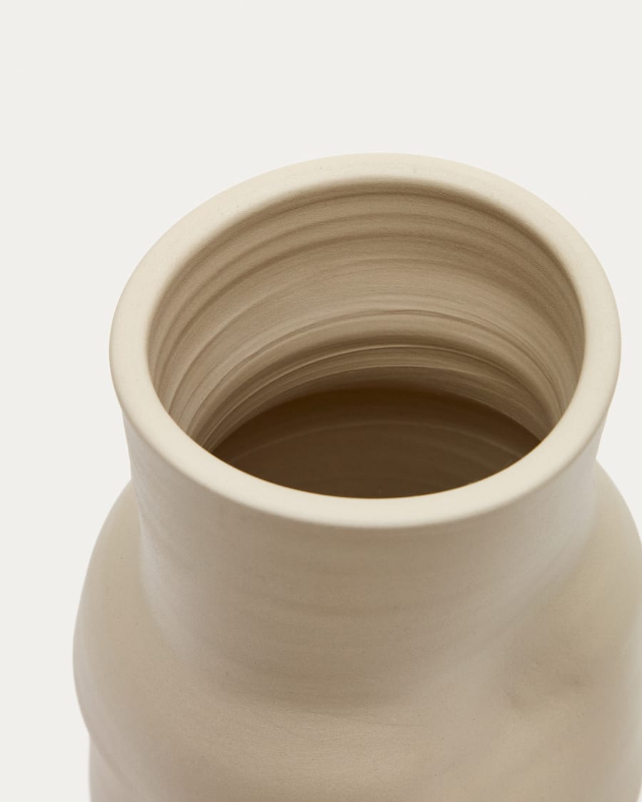 Macaire Vase aus Keramik in Beige Ø 34 cm