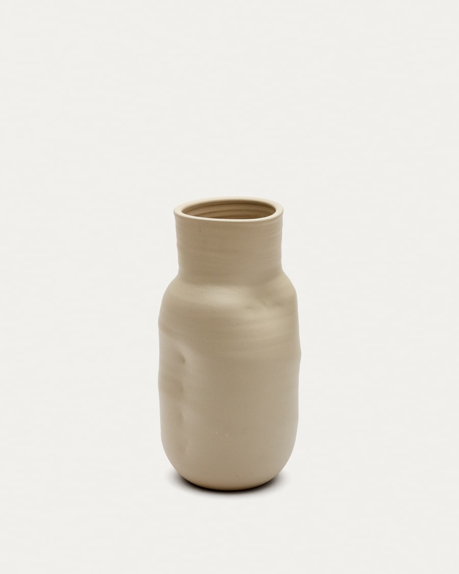 Macaire Vase aus Keramik in Beige Ø 34 cm