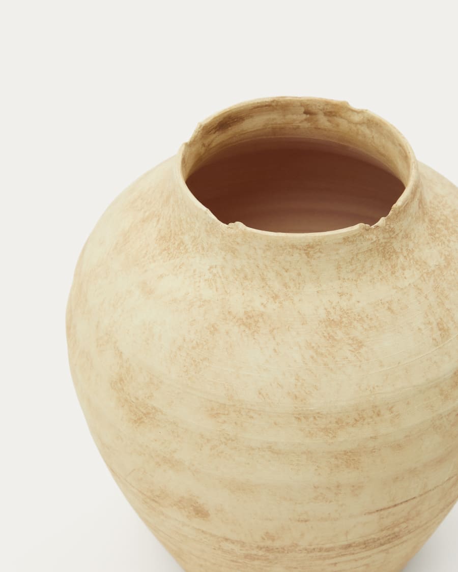 Silbet beige ceramic vase, 19 cm