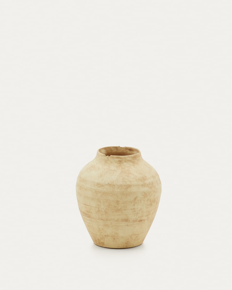 Silbet beige ceramic vase, 19 cm