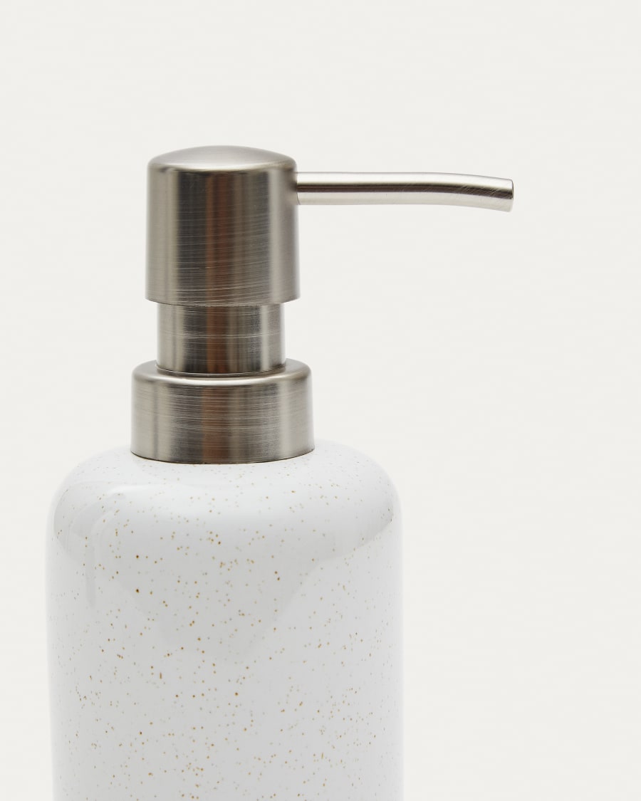 Selis Beige and White Stoneware Soap Dispenser