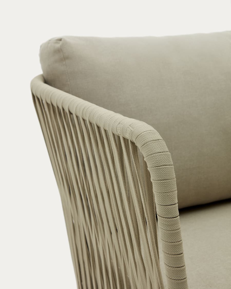 Saconca 3-seater outdoor sofa made of cord and green galvanised steel, 189 cm