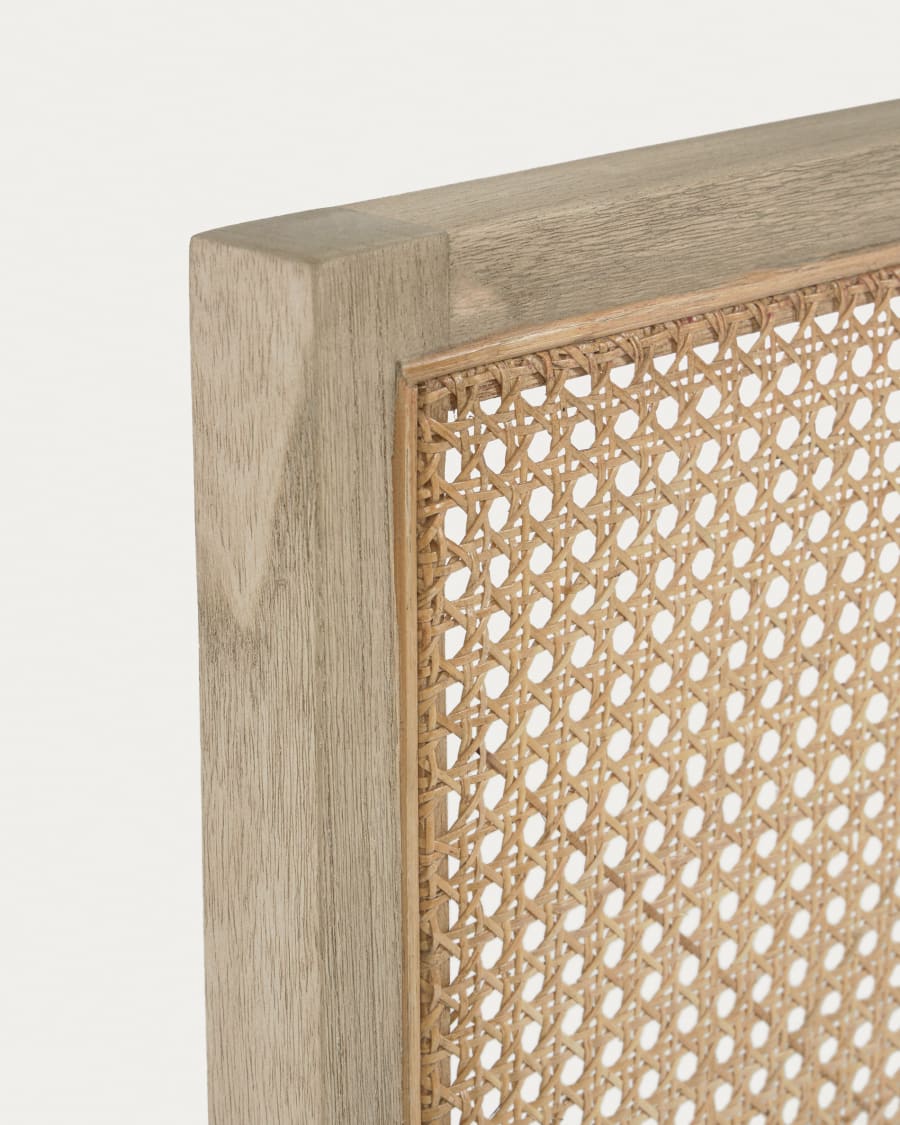 Rexit solid white cedarwood and rattan headboard, for 160 cm beds
