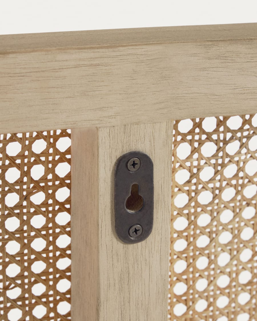 Rexit solid white cedarwood and rattan headboard, for 160 cm beds
