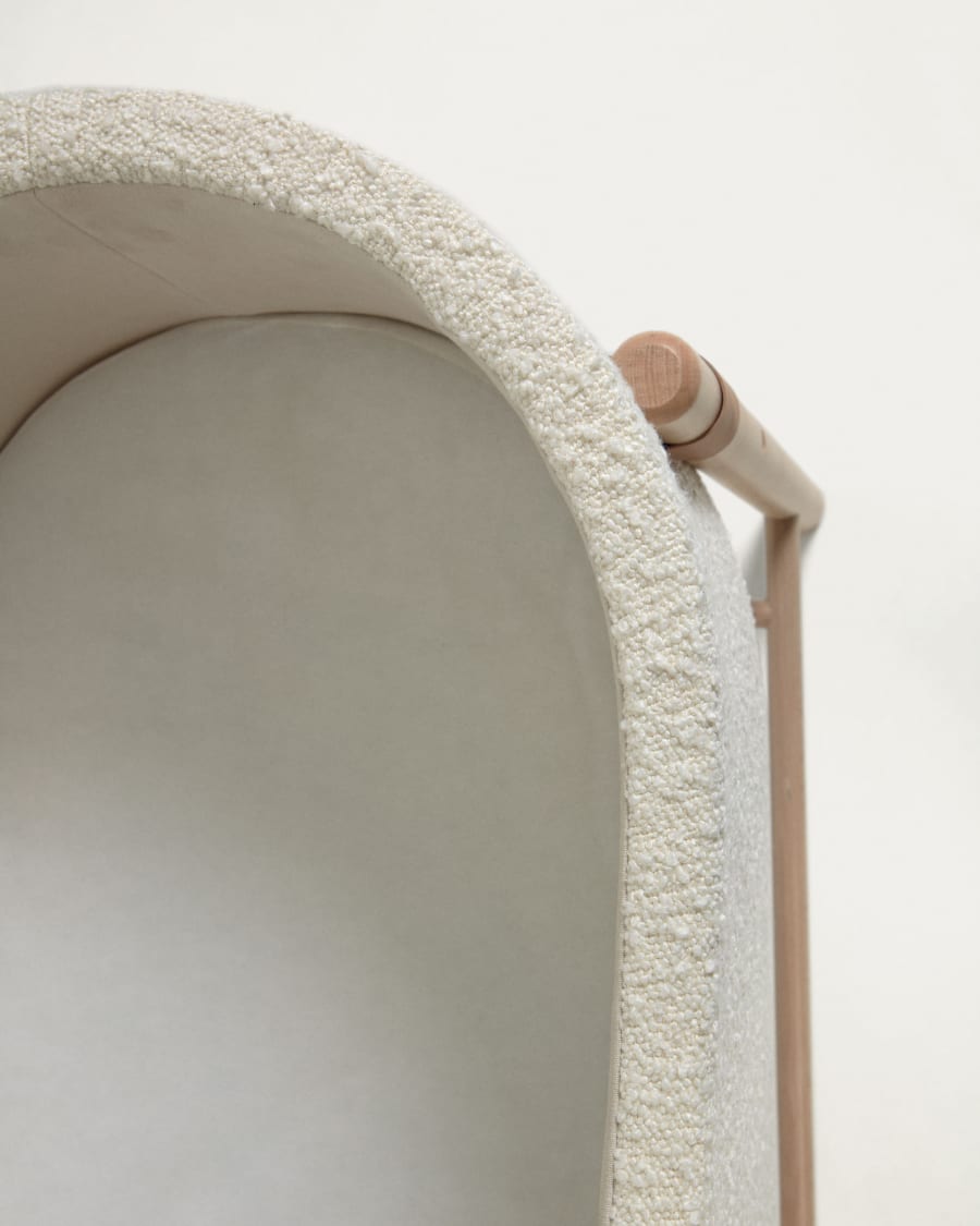 Adara white bouclé moses basket with solid beech legs 69 x 46 cm