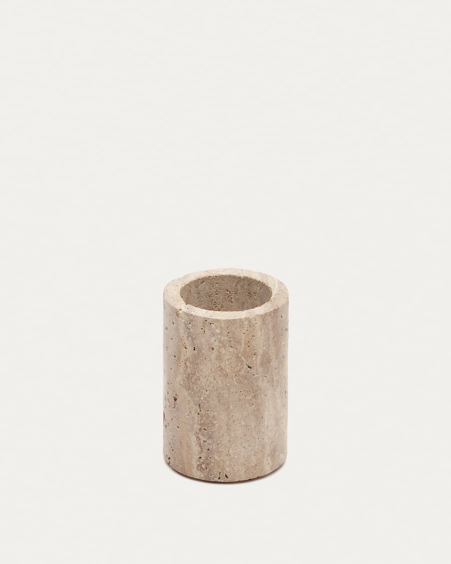 Macre beige travertine toothbrush holder