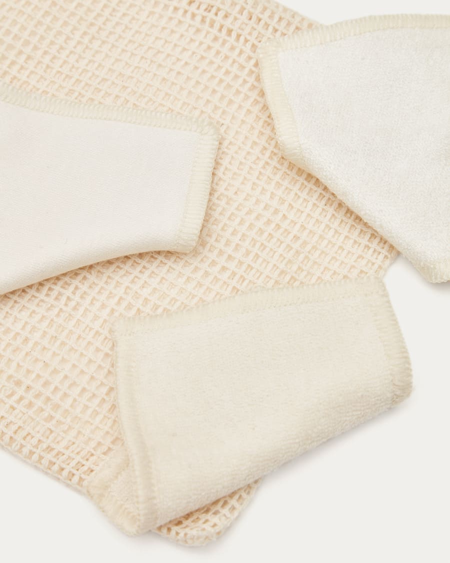 Set Bela de lingettes et disques démaquillants en coton et bambou