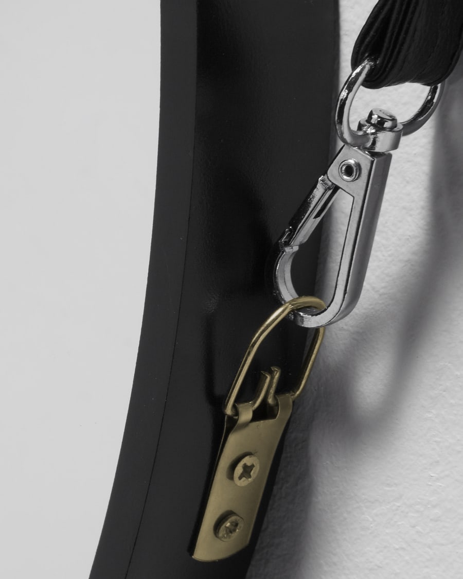 Raintree MDF and faux leather mirror in black, Ø 50 cm