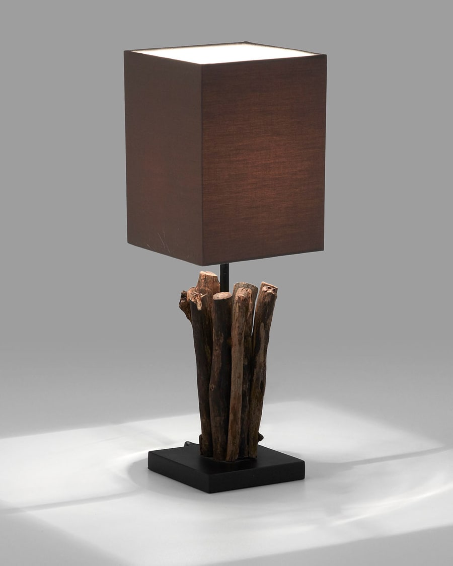 Antares table lamp in red wood and rubberwood UK adapter