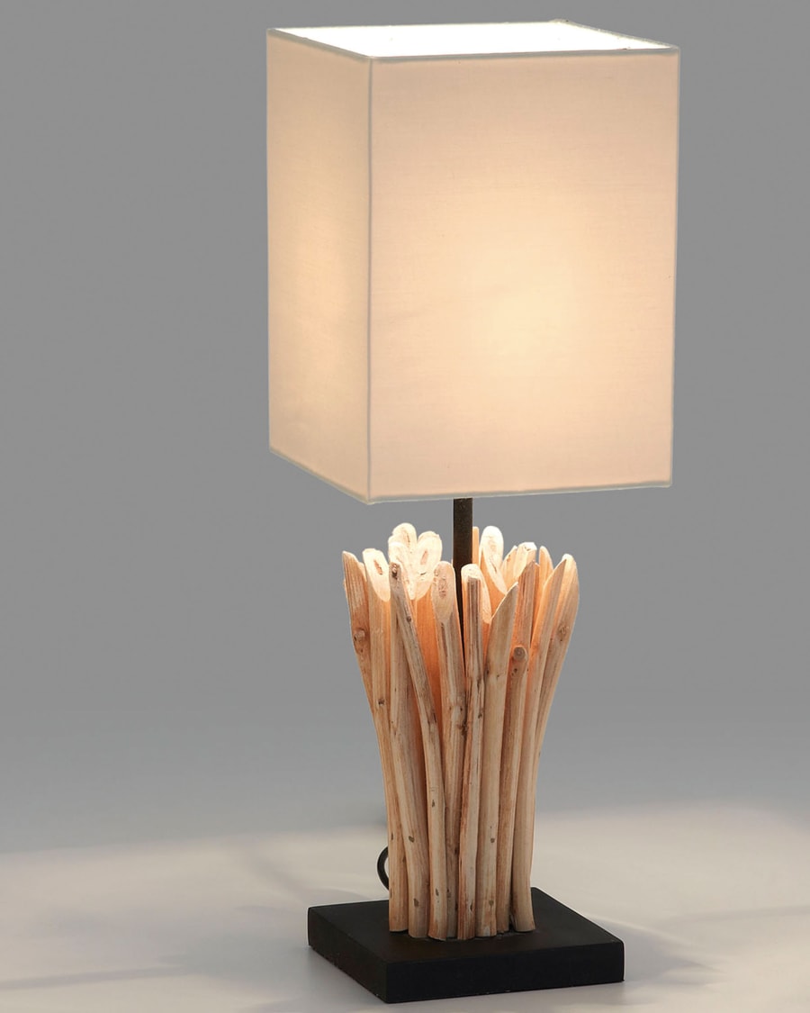 Boop table lamp made of solid red wood and rubberwood UK adapter