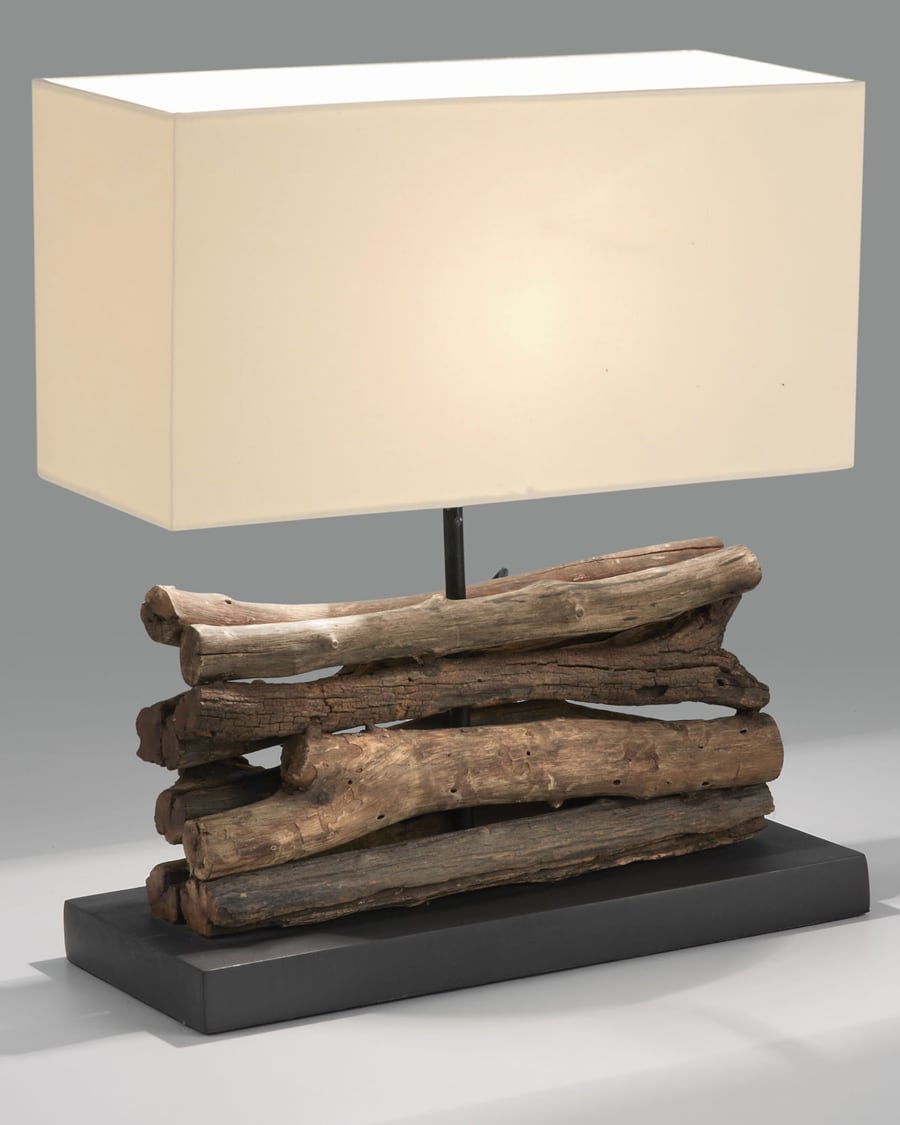 Sahai table lamp made of solid rubberwood