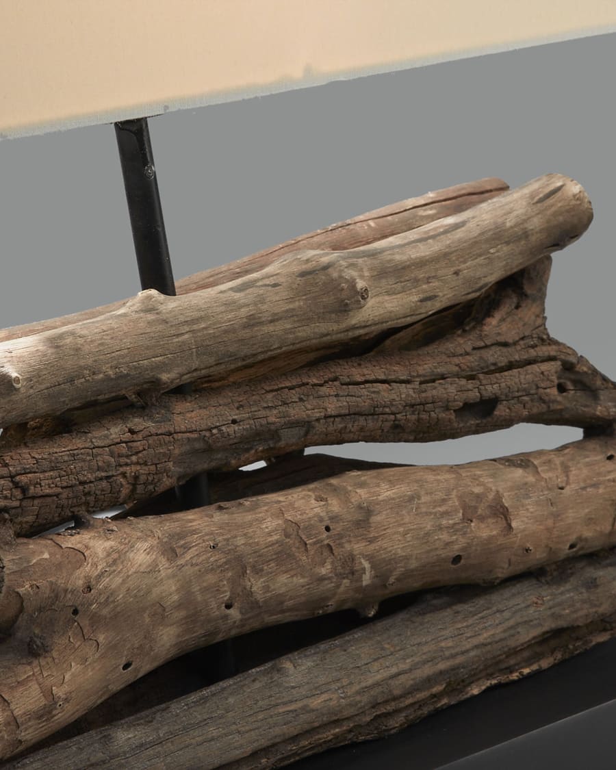 Sahai table lamp made of solid rubberwood