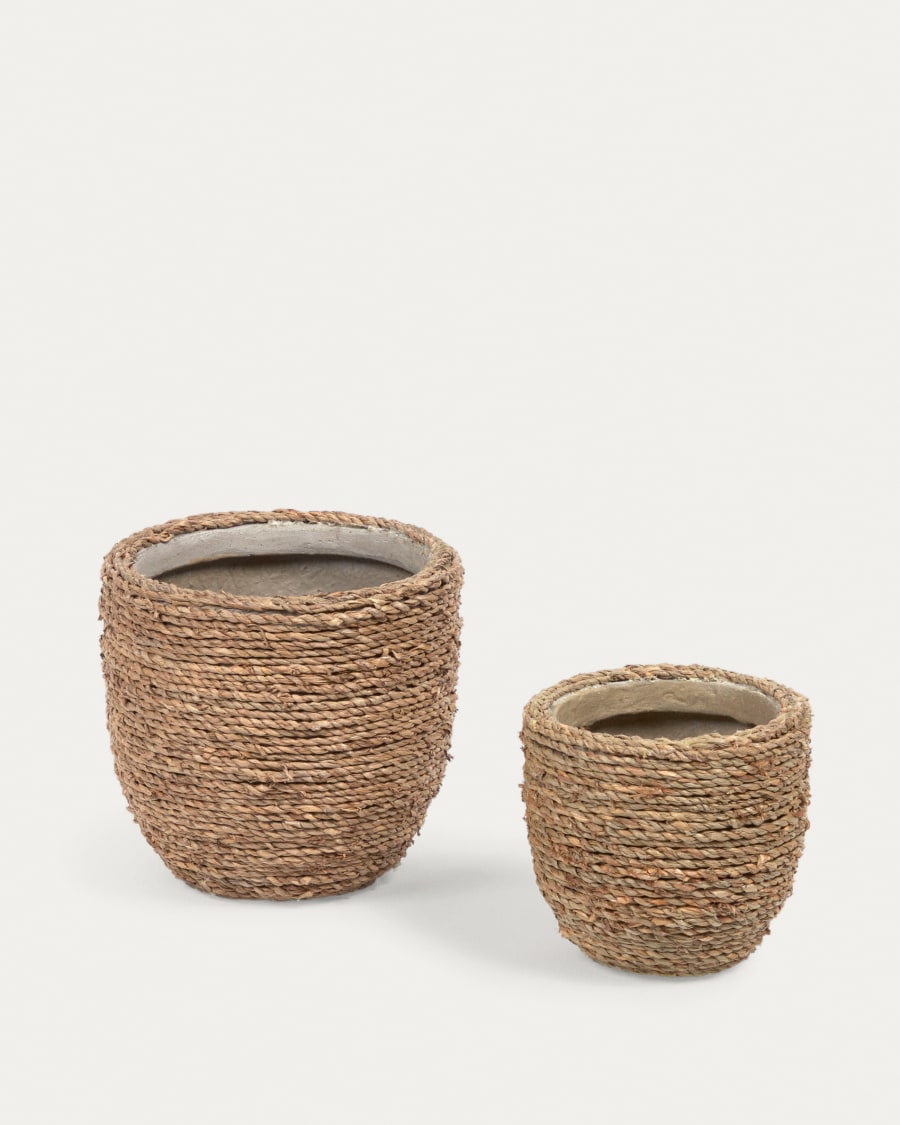 Tamim set of 2 cement pots with natural finish Ø 17 cm / Ø 22 cm