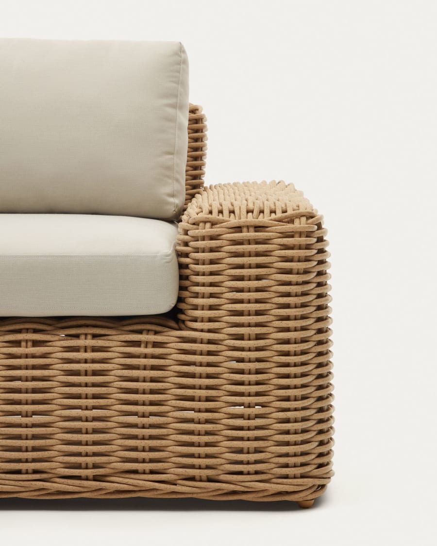 Portlligat 3 seater faux rattan outdoor sofa in a natural finish