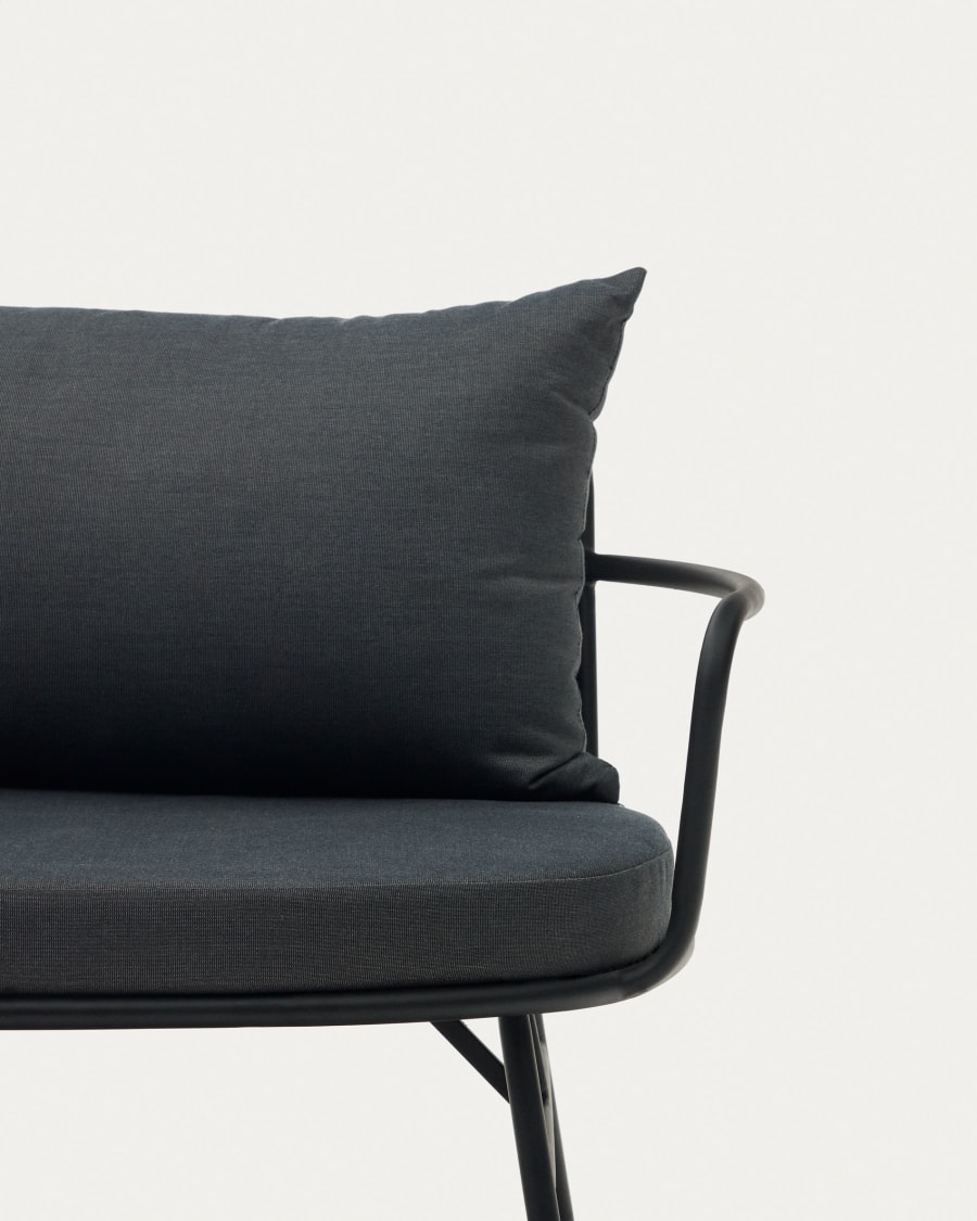 Bramant steel 2 seater sofa with black finish, 175.5 cm