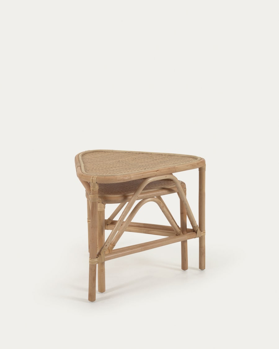 Queenie set of 2 rattan side tables with natural finish, 65 x 53 cm and 50 x 42 cm