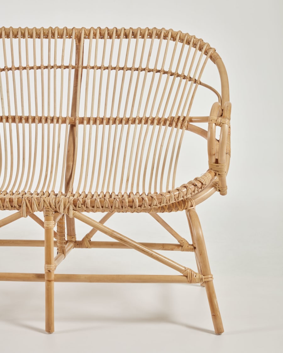Mimosa rattan bench with a natural finish, 114 cm
