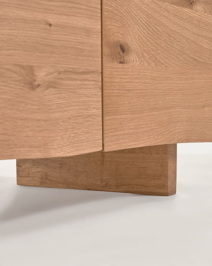 Rasha 4 door TV stand in oak veneer with natural finish, 160 x 45 cm