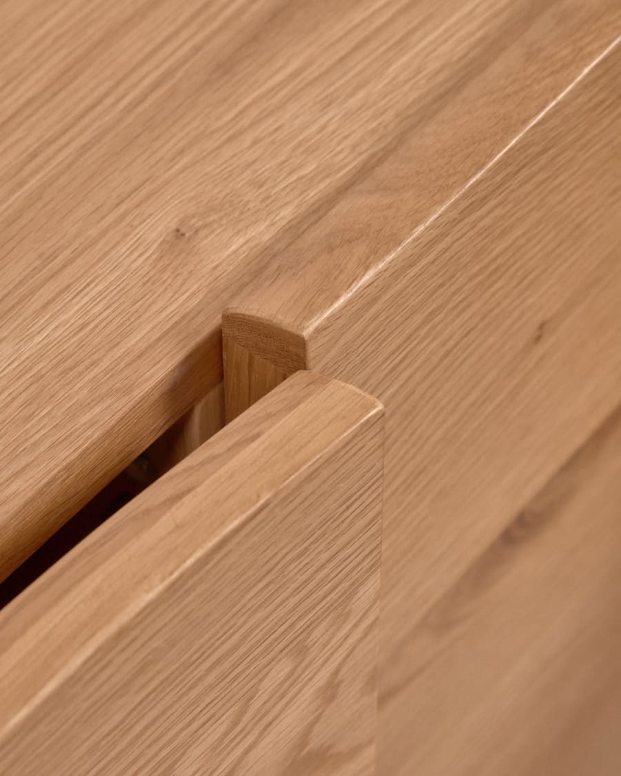 Rasha 4 door sideboard in oak veneer with natural finish, 180 x 71 cm