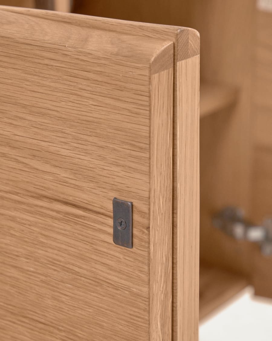 Rasha 4 door sideboard in oak veneer with natural finish, 180 x 71 cm