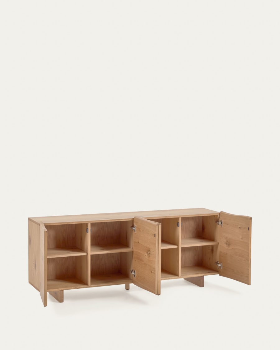 Rasha 4 door sideboard in oak veneer with natural finish, 180 x 71 cm