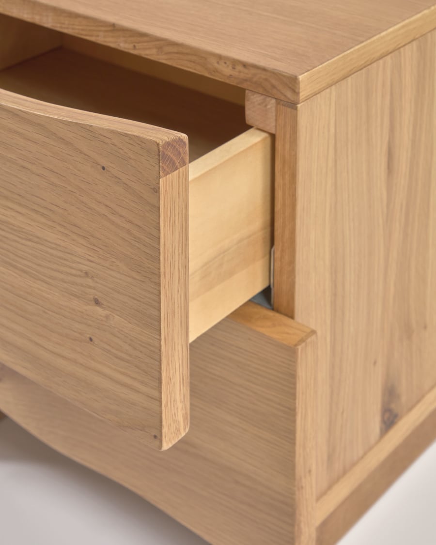 Rasha bedside table with oak veneer with natural finish 49 x 45 cm.