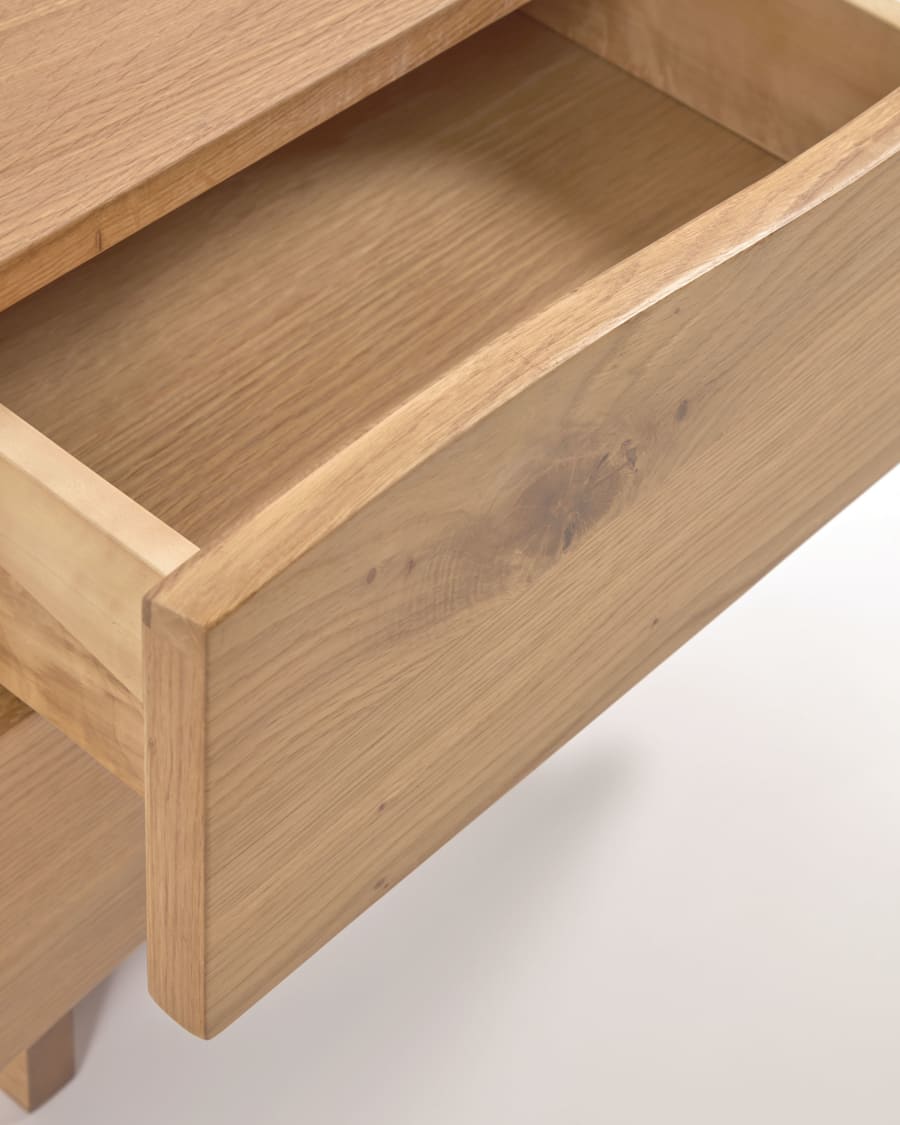 Rasha bedside table with oak veneer with natural finish 49 x 45 cm.